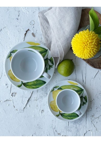 Luxury Citrus Porcelain Collection 2'li Çay Fincan Seti 1 Adet