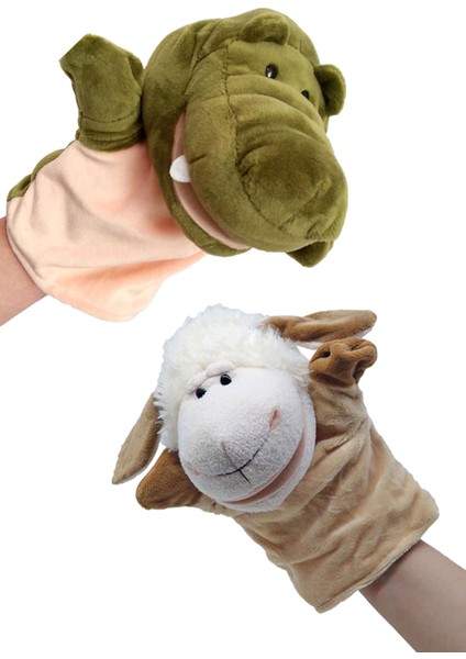 8 Adet Eğitici ve Eğlenceli Peluş Kukla Seti Ağzı Hareket Eden El Kuklası