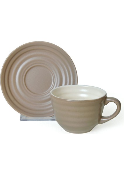 Luxury Mat Toprak Taupe / Krem Neva Çay Takımı 12 Parça 6 Kişilik 1 Adet