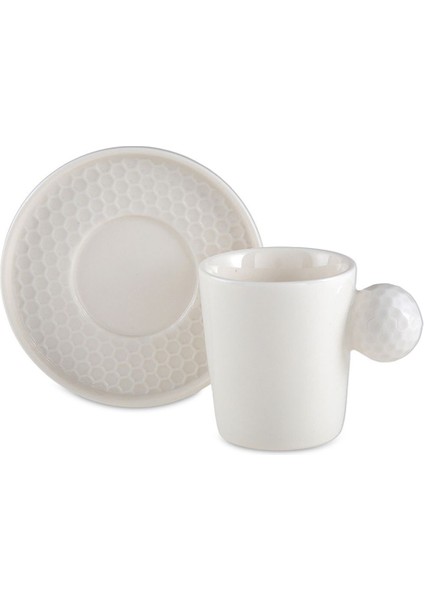 Luxury Golf Line Beyaz 2'li Tabaklı Kahve Fincan Takımı 90 ml 1 Adet