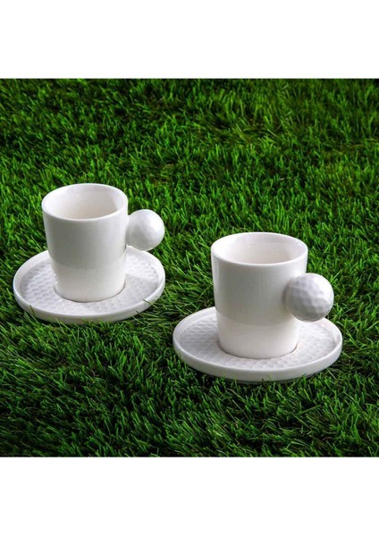 Luxury Golf Line Beyaz 2'li Tabaklı Kahve Fincan Takımı 90 ml 1 Adet
