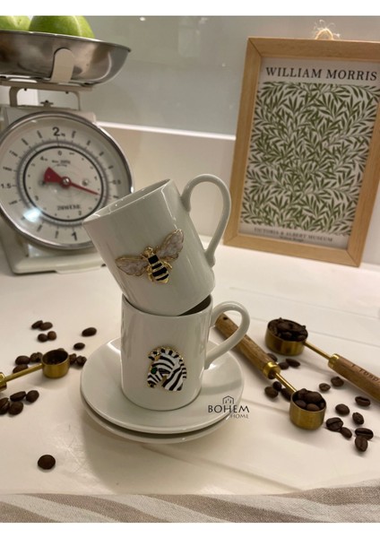 Luxury 2 Li Porselen Kahve Fincanı (Arı&zebra Figürlü) 1 Adet