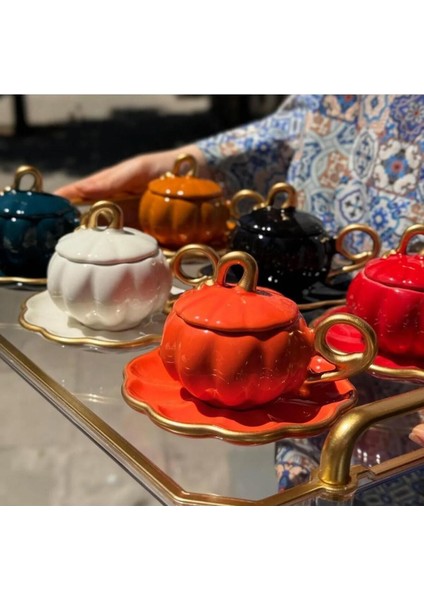 Luxury Bal Kabağı Kahve Fincanı Lüks 6'lı Set 1 Adet