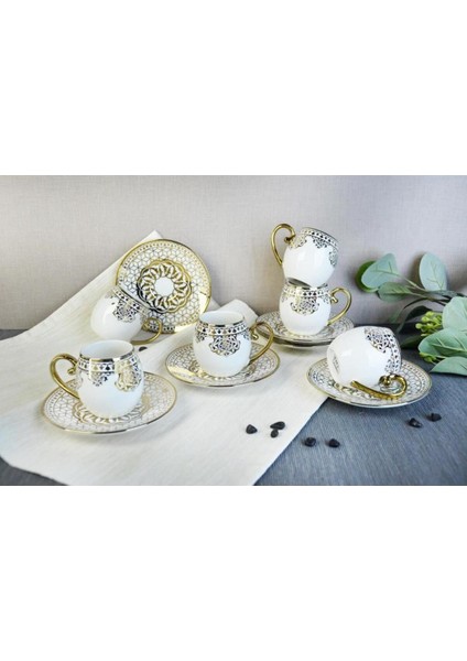 Luxury Darla Yaldızlı 6 Kişilik Kahve Takımı 1 Adet