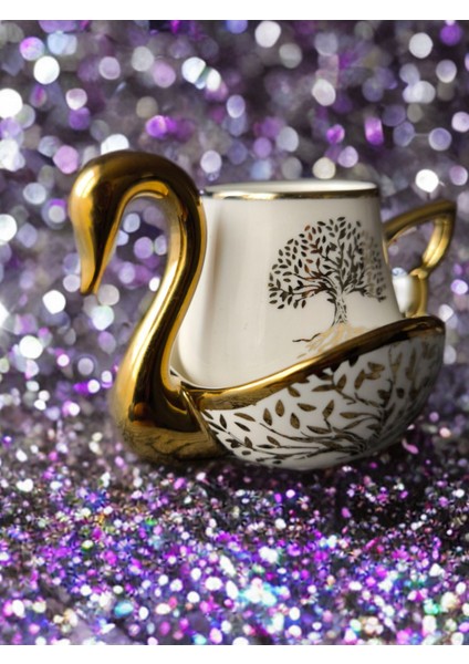 Luxury Lüks Porselen Kahve Fincan 6'lı Takımı,luxury Arabia Golden Ceramic Unique Coffee Cup And Saucer 1 Adet indirimleri