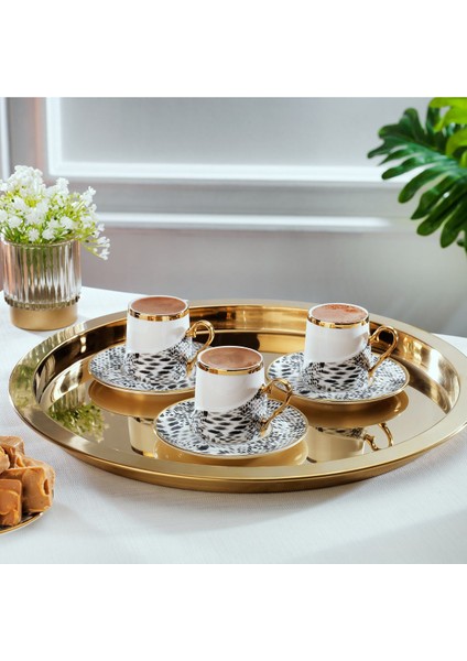 Luxury Glim 6 Kişilik Kahve Fincan Seti 12 Parça-Gold 1 Adet