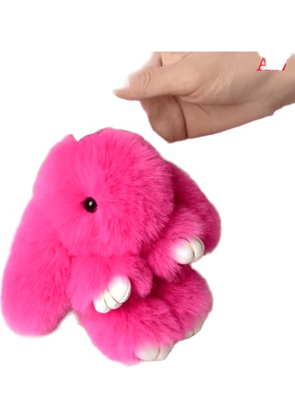 Tavşan Anahtarlık Yüzük Kabarık Gerçek Kürk Ponpon Tavşan Biblo Anahtarlık Charm Çanta Araba Anahtar Kolye Üzerinde Sevimli Anahtarlık (Yurt Dışından)