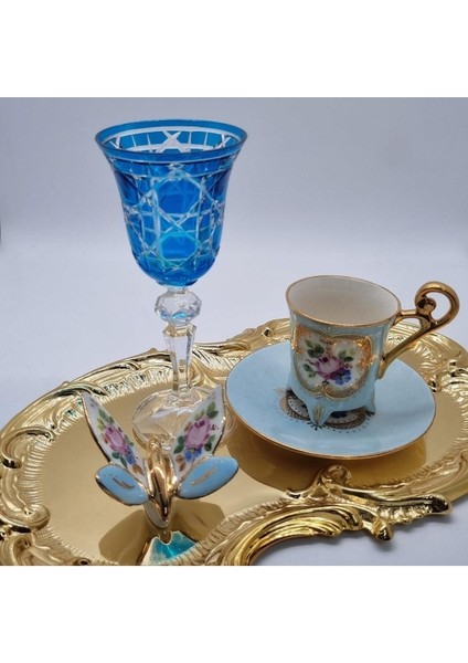 Luxury El Boyaması Porselen Kelebek Mavi 1 Adet