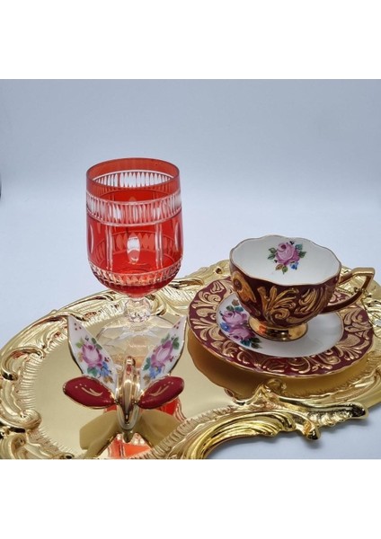Luxury El Boyaması Porselen Kelebek Kırmızı 1 Adet