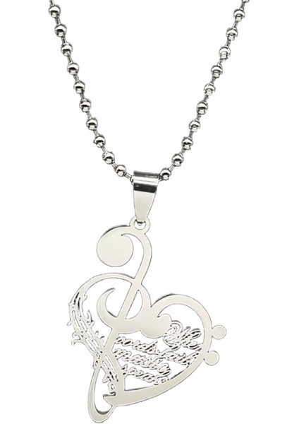Hollow Müzik Nota Aşk Kalp Mektubu Araba Kolye Kadınlar Erkekler Için Zincir Paslanmaz Çelik Siyah Hip Hop Çanta Kolye Takı Hediye (Yurt Dışından)