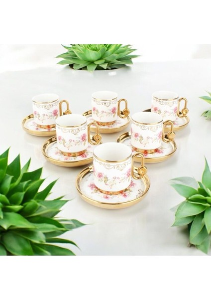 Luxury 6 Kişilik Porselen Kahve Fincan Takımı 1 Adet