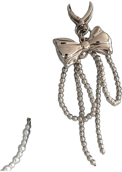 Zakol Y2K Kore Sevimli Boncuklu Inci Ilmek Anahtarlık Kadınlar Için Kızlar Metal Yay Kolye Çanta Dekorasyon Aksesuarları Renk: Şerit Renk Seti (Yurt Dışından)