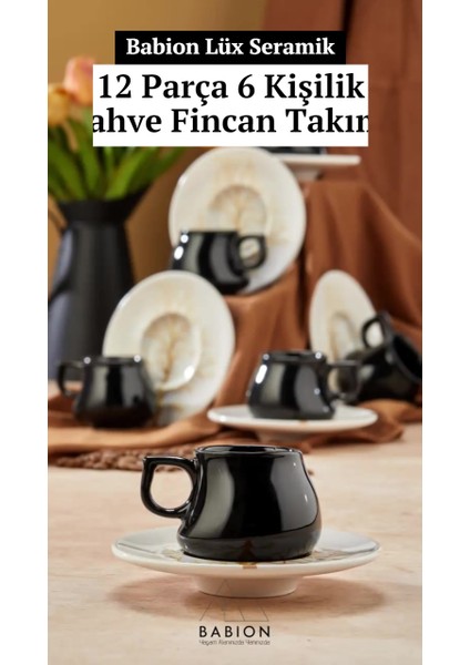 Luxury Golden Tree Siyah Lüx Seramik Kahve Fincan Takımı, Plump Kahve Fincanı 1 Adet