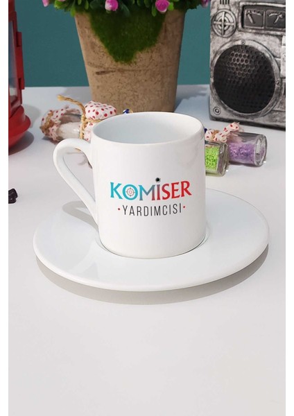 Luxury Komiser Yardımcısı Hediye Türk Kahvesi Fincanı Beyaz 1 Adet
