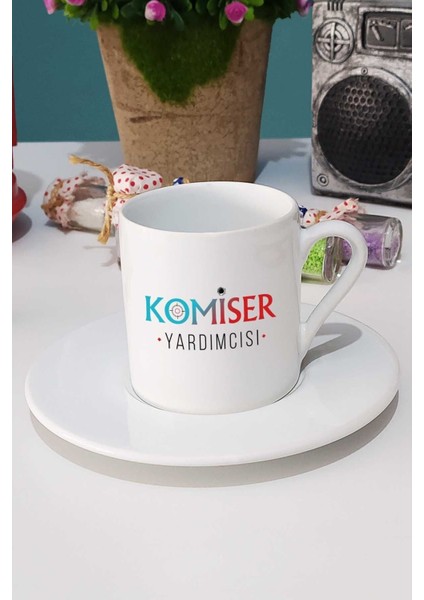 Luxury Komiser Yardımcısı Hediye Türk Kahvesi Fincanı Beyaz 1 Adet