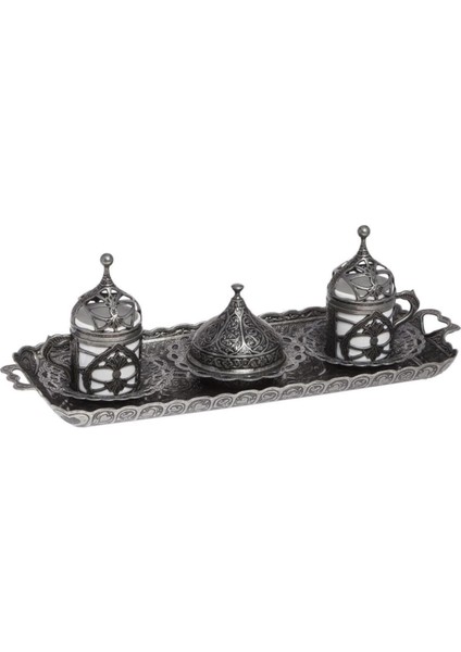 Luxury Osmanlı Hürrem Sultan Türk Kahvesi Seti 2 Kişilik - Kalaylı Beyaz CRST174 1 Adet
