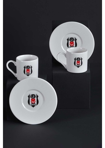 Luxury Beşiktaş Lisanslı Arma Logo 2li Kahve Fincan Takımı Beşiktaş 1 Adet