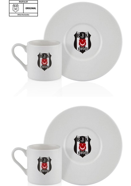 Luxury Beşiktaş Lisanslı Arma Logo 2li Kahve Fincan Takımı Beşiktaş 1 Adet