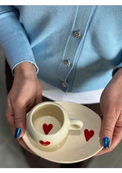Luxury Kalpli Türk Kahvesi Fincanı Tabağı Ile 1 Adet