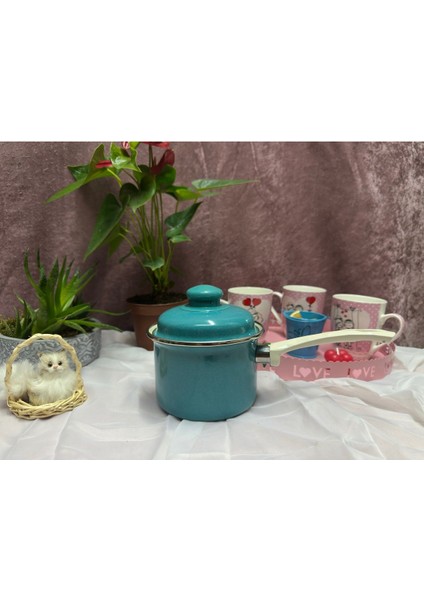 Luxury Sütlük & Sosluk & Yumurta Haşlama Tenceresi Mini Turkuaz ( 0,9 Lt ) 1 Adet