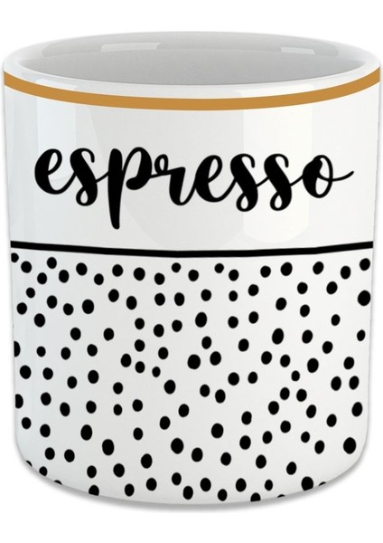 Luxury Espresso Yazılı Desenli Espresso, Double Türk Kahvesi Fincanı - Kulpsuz Bardak 1 Adet