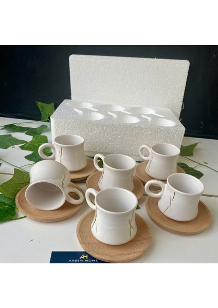 Luxury 6kişilik Fincan Takımı Ahşap Tabaklı 1 Adet