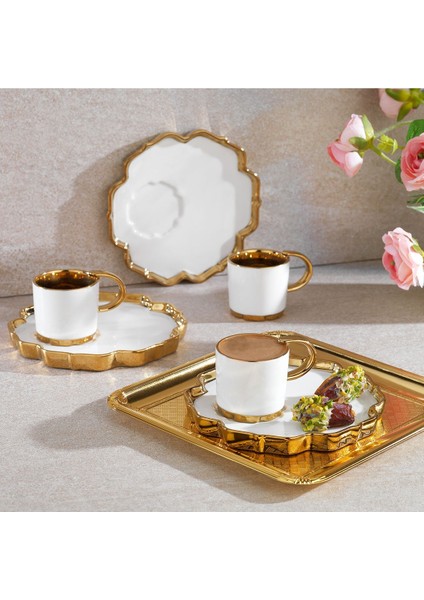 Luxury Goldie 6 Kişilik Kahve Fincan Seti 12 PARÇA-BEYAZ03 1 Adet