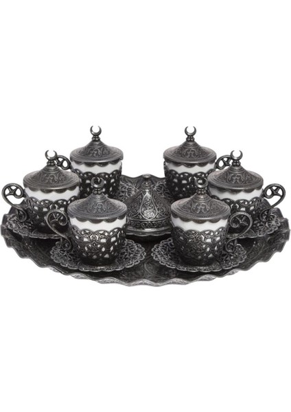 Luxury Osmanlı Motifli Nescafe Fincan Seti 6 Kişilik Kalaylı CRST210 1 Adet