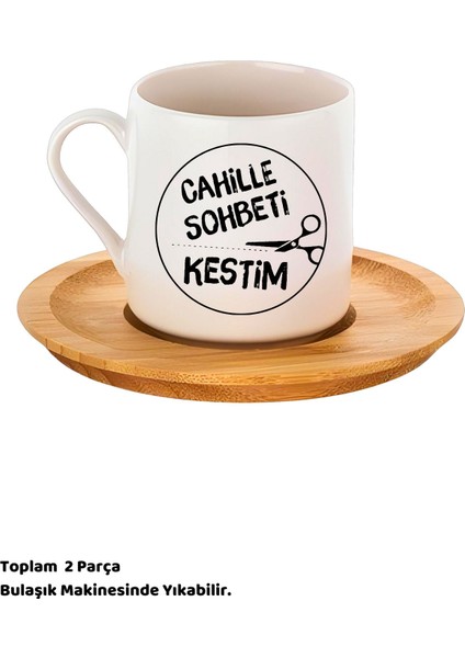 Luxury Cahille Sohbeti Kestim Tasarımlı Türk Kahvesi Fincanı, 80ML 2 Parça 1 Adet