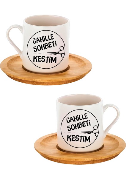 Luxury Cahille Sohbeti Kestim Tasarımlı Türk Kahvesi Fincanı, 80ML 2 Parça 1 Adet modelleri