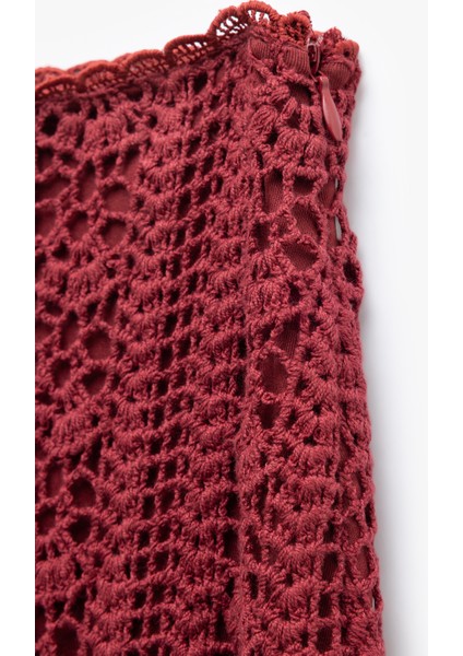 Pamuklu Slim Fit Ajurlu Midi Boy Kroşe Etek modelleri