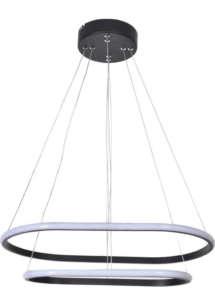 Stil Modern Tasarım Yatak Odası - Salon - Mutfak Siyah Renk Beyaz Ledli 2 Li LED Avize