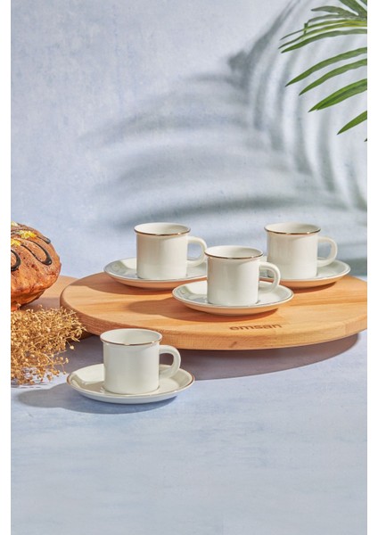 Luxury Kısmet 6 Kişilik Beyaz Kahve Fincan Takımı 90 ml 1 Adet