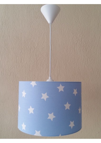 Mavi Yıldızlı Kumaş Kaplama 2.li Set Yatak Odası Genç ve Çocuk Odası Avize ve Abajur Seti fiyatları