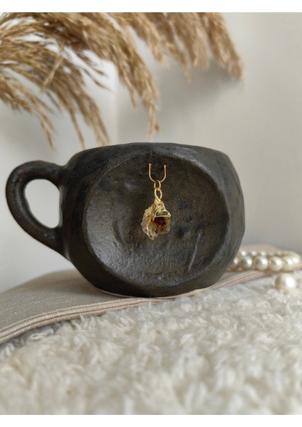 Luxury Sitrin Taşlı El Yapımı Stoneware Fincan 1 Adet