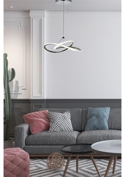 Power LED Avize Mutfak Koridor Çocuk Oturma Yatak Odası 3 Renk Gün Işığı-Beyaz-Sarı Işık -Krom Gövd