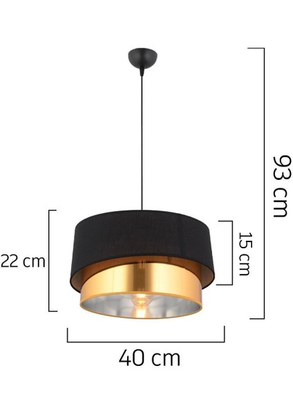 Marstal Büyük 2 Katlı Siyah Gold Detaylı Modern Koridor,yatak Odası Salon Avize