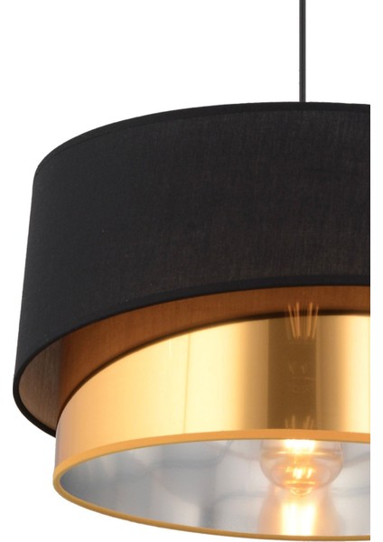 Marstal Büyük 2 Katlı Siyah Gold Detaylı Modern Koridor,yatak Odası Salon Avize
