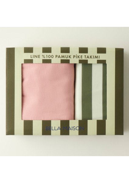 Pamuk Line Çift Kişilik Pike Takımı Somon (200 x 220 cm )