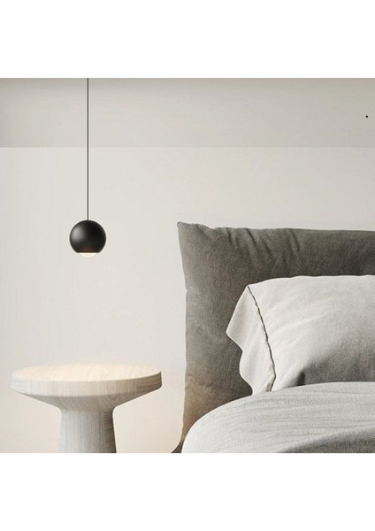 Modern Siyah 1 x E27 Duylu Yatak Başı Metal Sarkıt Avize ÇAP:20 cm