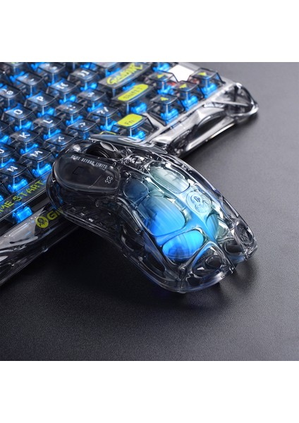 Mercury M2 Rgb 26K Dpı Optik Gaming Mouse, Kablosuz, Programlanabilir 5 Tuşlu, Şeffaf Siyah