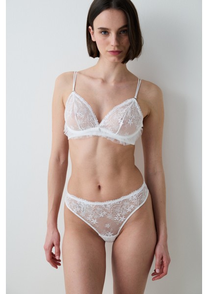 Glam Sequin Lace Kırık Beyaz Sütyen