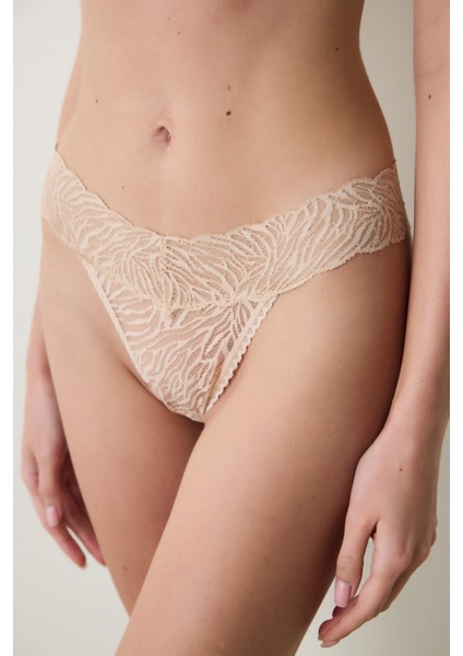Lacy Elegance Bej Tanga Külot