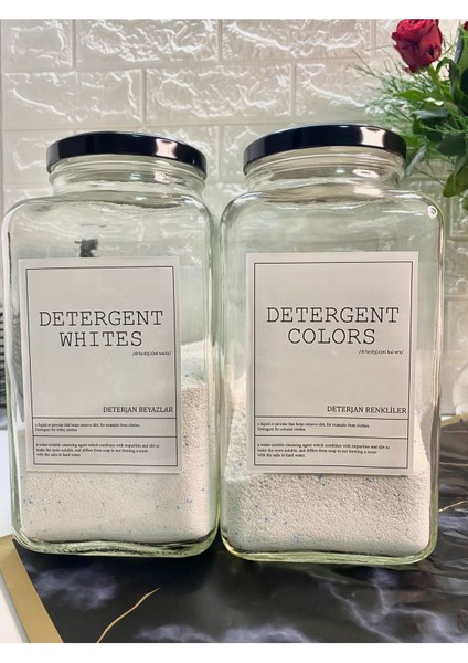 Luxury 2li 3000ML Metal Kapaklı Renkliler/beyazlar Deterjan Kavanozu 1 Adet