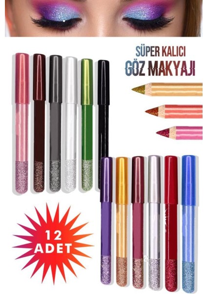 Luxury 8'li Renkli Kalın Glitter Kalem Eyeliner 1 Adet