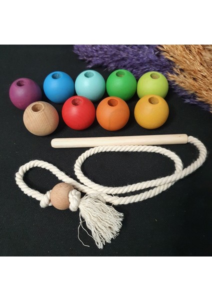 Luxury Montessori Ahşap Boncuk Dizme & Ip Geçirme Oyunu Klasik 1 Adet modelleri
