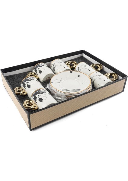 Luxury Lalin Fraktal Gold 6lı Kahve Fincanı Seti 90CC 1 Adet