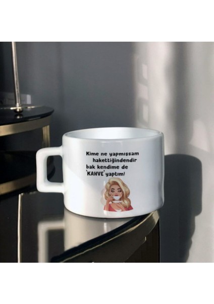 Luxury Çay-Kahve 2kendime De Kahve Yaptım Tasarım Baskılı Fincan 1 Adet