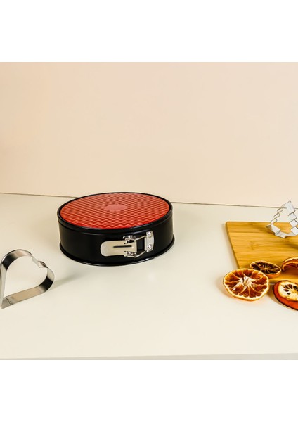 Luxury Kelepçeli Kek Kalıbı Granit Kırmızı 22 cm 1 Adet