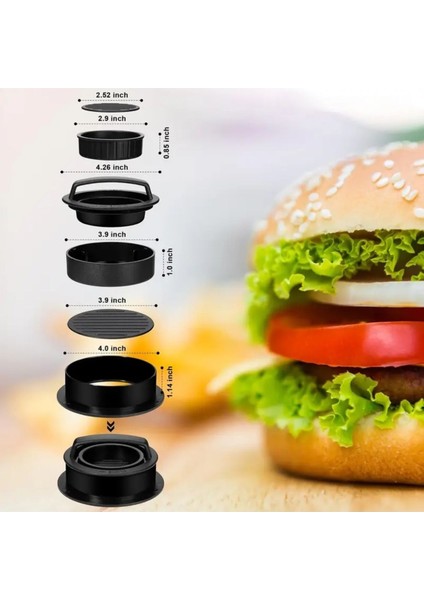 Luxury 3'ü 1 Arada Yapışmaz Hamburger Köftesi Makinesi, Siyah Hamburger Köftesi Presi 1 Adet